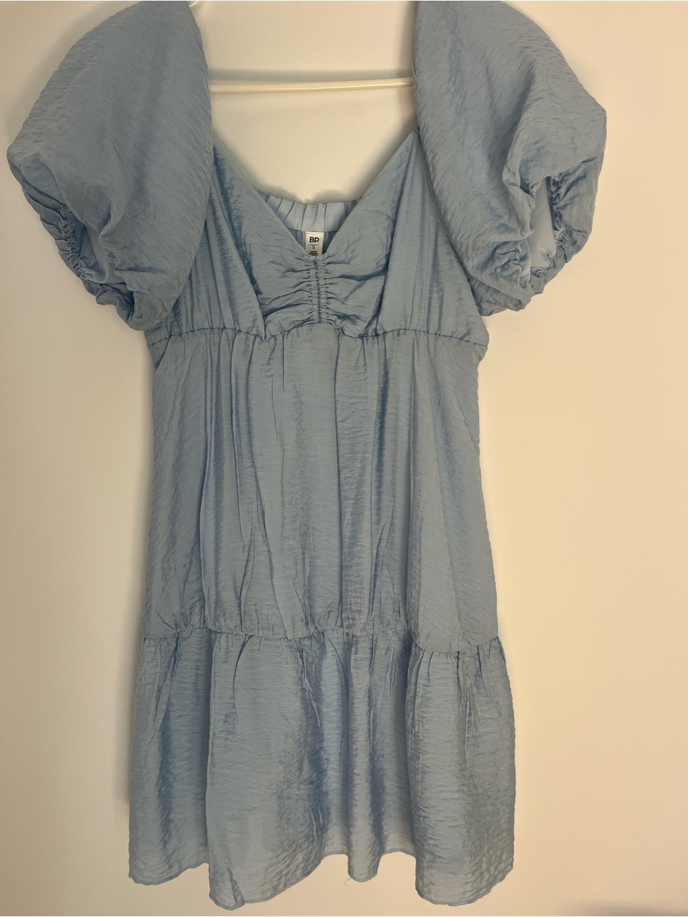 bp Light Blue Ruched Bodice Mini Dress
